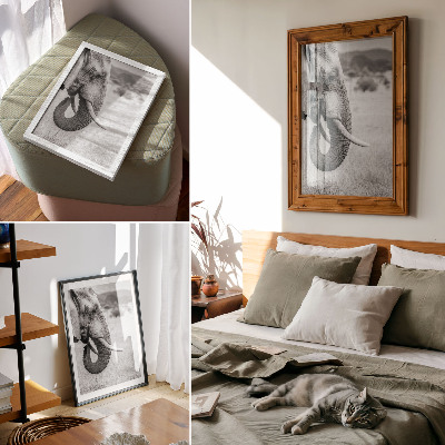 Decorative poster Portrait of an elephant in black and white