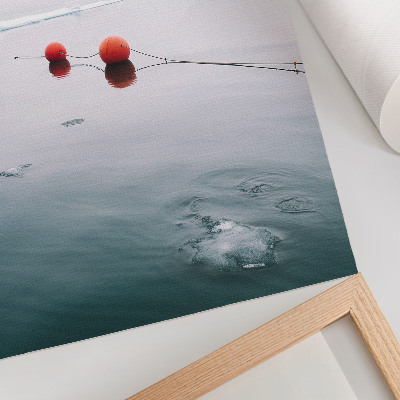 Poster Water ice buoys orange cold background