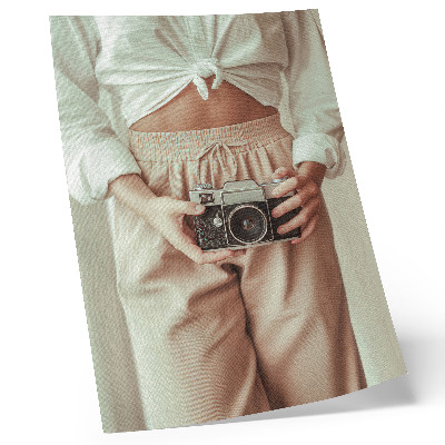 Art print Person retro camera bright fabric elegance