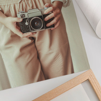 Art print Person retro camera bright fabric elegance