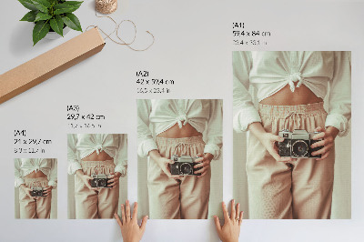 Art print Person retro camera bright fabric elegance