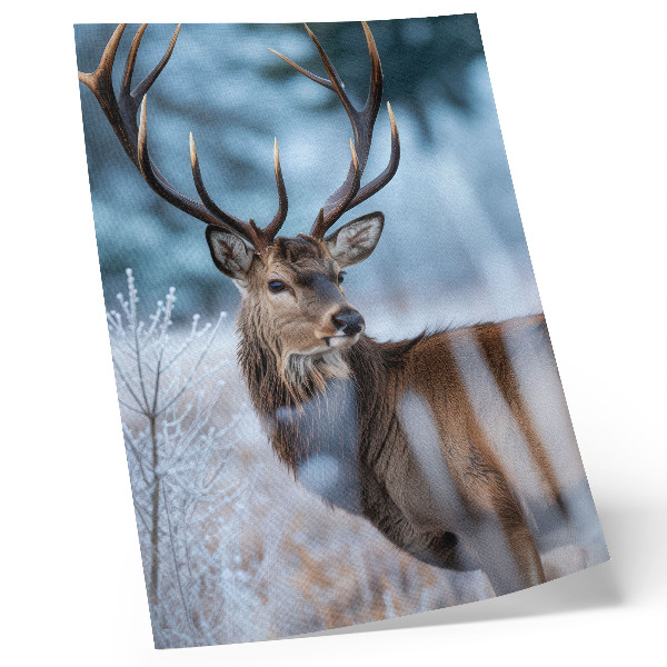 Decorative poster The beauty of nature, winter landscape, majestic deer