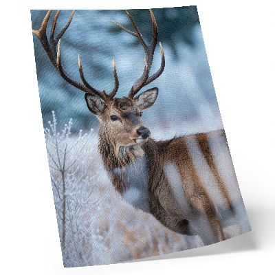 Decorative poster The beauty of nature, winter landscape, majestic deer