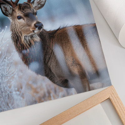 Decorative poster The beauty of nature, winter landscape, majestic deer