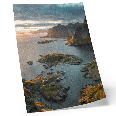 Art print Sunset mountains seaside village