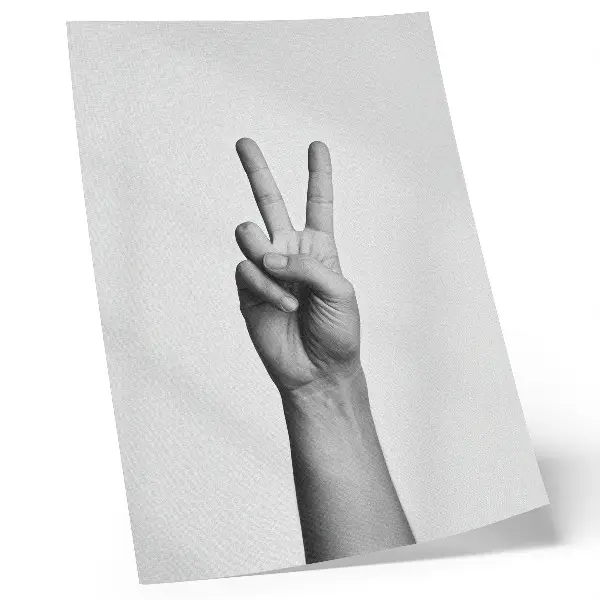 Premium wall art black and white minimalist gesture of peace print