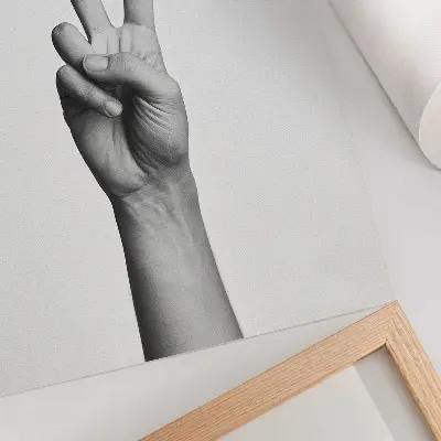 Premium wall art black and white minimalist gesture of peace print
