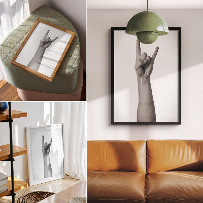 Decorative poster Black and white minimalist hand gesture