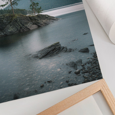 Art print Mountains, lake, fog, peace, harmony, nature