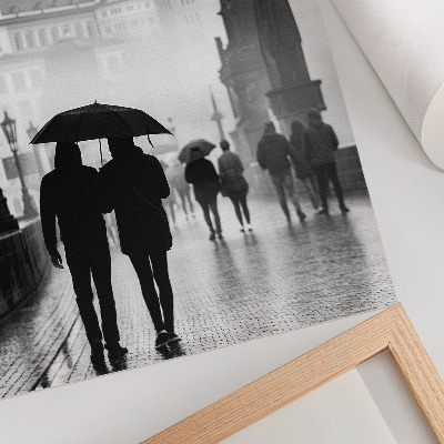 Art print A walk in the rain historic architecture couple