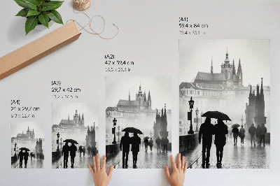 Art print A walk in the rain historic architecture couple