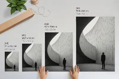 Premium wall art curved architecture in monochromatic tones