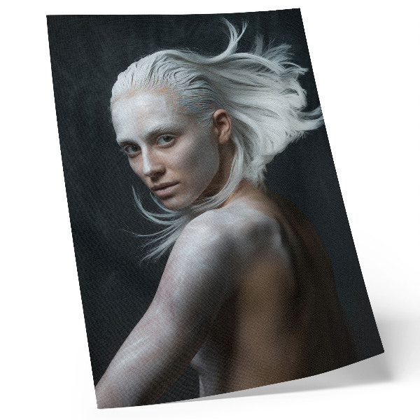 Decorative poster Dark background delicate white hair focus