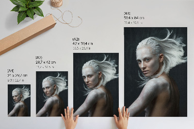 Decorative poster Dark background delicate white hair focus