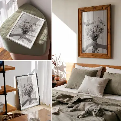 Premium wall art delicate minimalist flowers with an elegant and subtle design