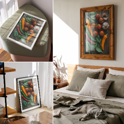 Decorative poster Bright vegetables on a dark, rustic background