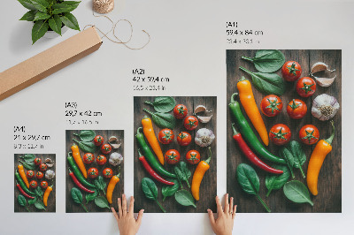Decorative poster Bright vegetables on a dark, rustic background