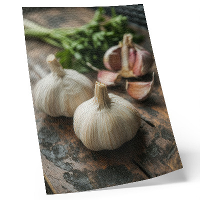Poster Garlic on wood nature rustic atmosphere authenticity