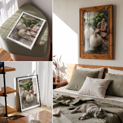 Poster Garlic on wood nature rustic atmosphere authenticity