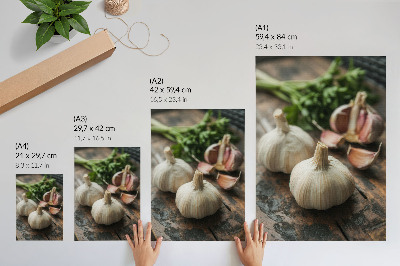 Poster Garlic on wood nature rustic atmosphere authenticity