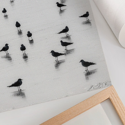 Poster Birds over water subtle reflections minimalism