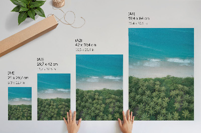 Premium wall art Beach turquoise waves palm trees harmony peace