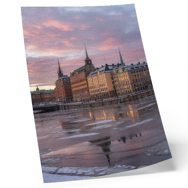 Art print City panorama sunset ice fragments