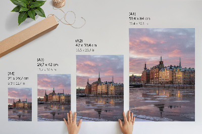 Art print City panorama sunset ice fragments