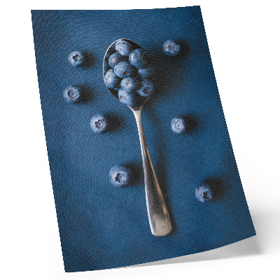 Premium wall art Blueberries on a spoon on a blue background, elegance