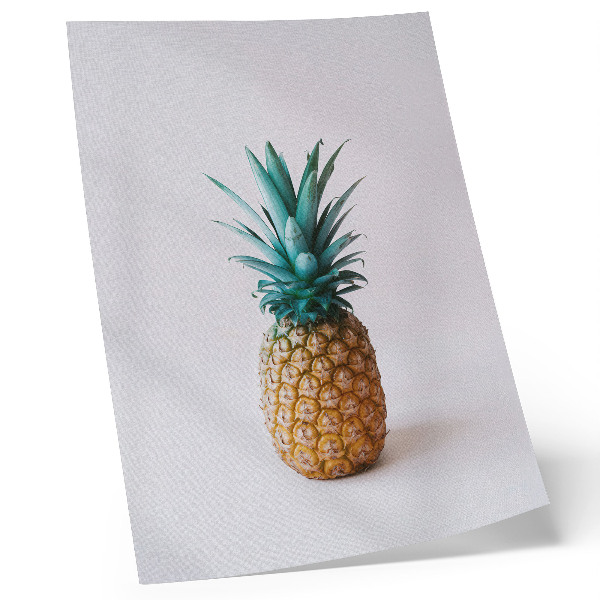 Decorative poster Pineapple with turquoise leaves on a white background