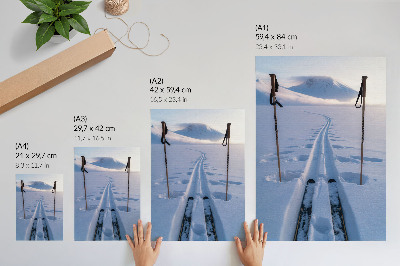 Poster White snow sky silhouette of mountains
