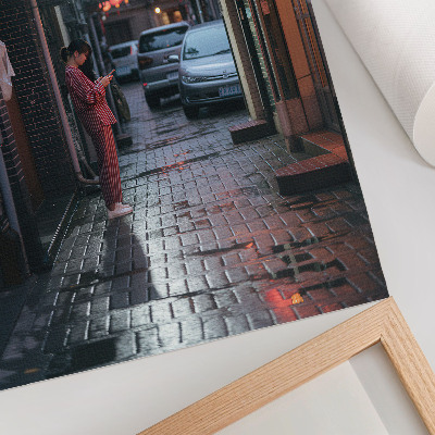 Decorative poster City street lanterns evening atmosphere