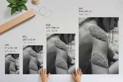 Poster man with sand texture in a close-up nature harmony motif