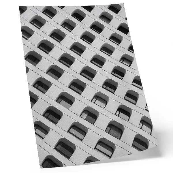 Poster a minimalist facade with repeating geometric shapes