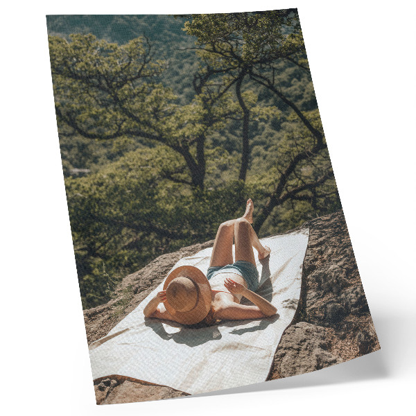Premium wall art Relaxing on a rock green trees hat nature