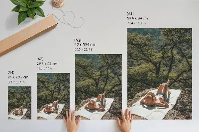 Premium wall art featuring a relaxing nature scene with green trees and rocks