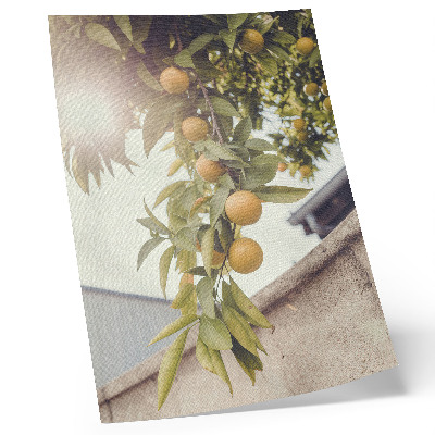 Decorative poster Tree branch sun green leaves orange