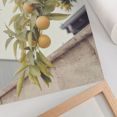 Decorative poster Tree branch sun green leaves orange