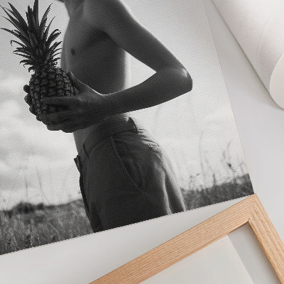 Poster Monochrome figure hat pineapple field