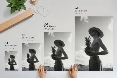 Monochrome figure in a pineapple field poster monochrome figure in a pineapple field