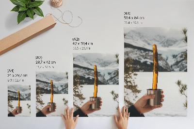 Art print Mug hand amber substance mountains snow