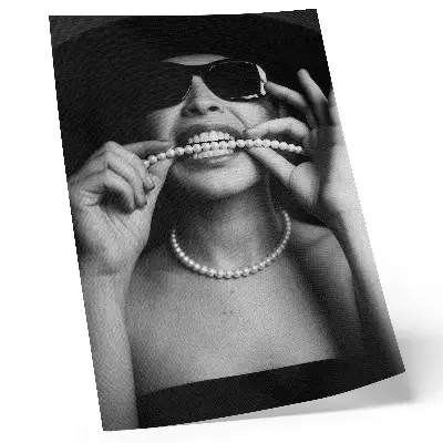 Decorative poster black and white glamour style pearls and glasses