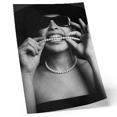 Decorative poster Black and white glamour style pearls contrast glasses