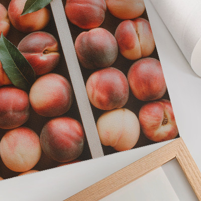 Poster Peaches with leaves in a wooden box