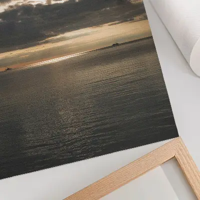 Premium wall art sea with clouds and sun rays