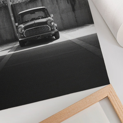 Decorative poster Classic car in black and white in the garage