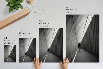Art print minimalist tunnel with perspective shadow lines