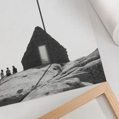 Poster raw geometry with a minimalist black and white design