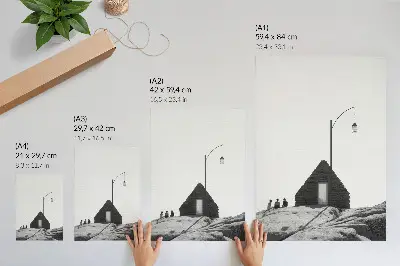 Poster raw geometry with a minimalist black and white design
