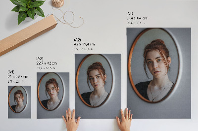 Art print Woman in the mirror, warm colors, expression of peace